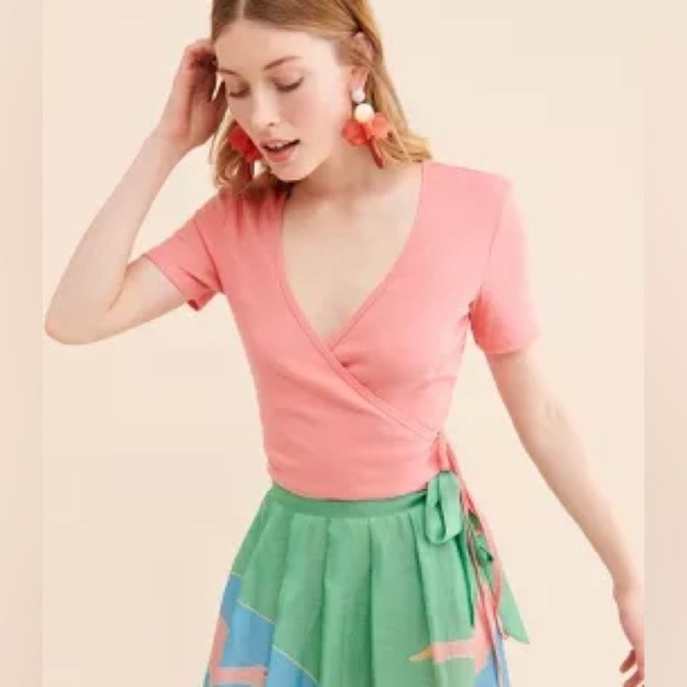 Lisa Says Gah Pink Wrap Crop Top